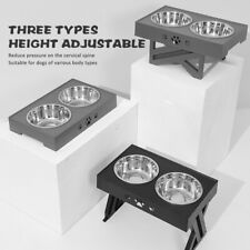Elevated Dog Bowl Pet Feeder Stainless Steel Raised Food Water Stand w/ 2 Bowls