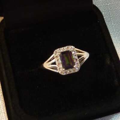 1.54 ct Natural Mystic & White Topaz Cluster Ring- AU ( T 1/2) US ( 10 )