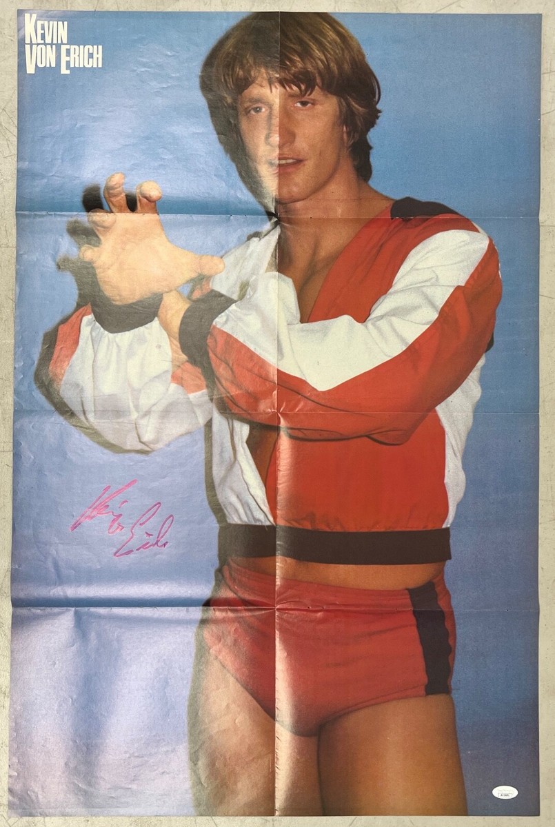 Kevin Von Erich Signed 21x32 Original Pro Wrestling Poster World