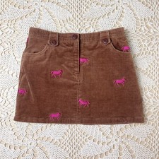 Vintage Lilly Pulitzer Girls 6x Brown Corduroy Horse Embroidered Skirt Y2K