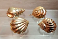 Vintage Lot Of 4 Shell Sealife Gold Tone Jewelry Pins