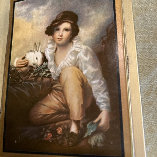 Vintage Bridge Card Game Metal Score Pad Holder - Boy With Rabbit - Picture 2 of 7