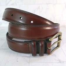 Genuine Leather Belt Brown Brass Buckle Length Classic Dress Casual 37"-41"