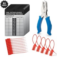 25 Sets Aluminum Fire Extinguisher Inspection Tags with Zip Ties and Puncher
