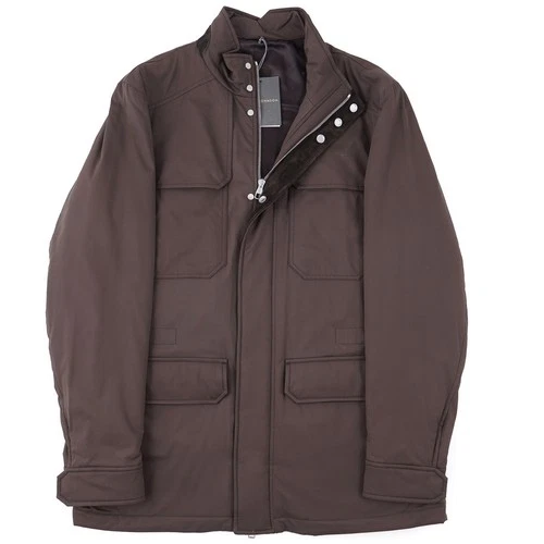 Brett Johnson 'Lugano' Brown Padded Silk Safari Field Jacket M (Eu 50) NWT - product listing photo