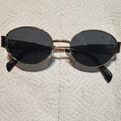 #ad Celine Triomphe CL4000IN Women Oval Sunglasses Gold Metal Frame Gray Tinted $85.00