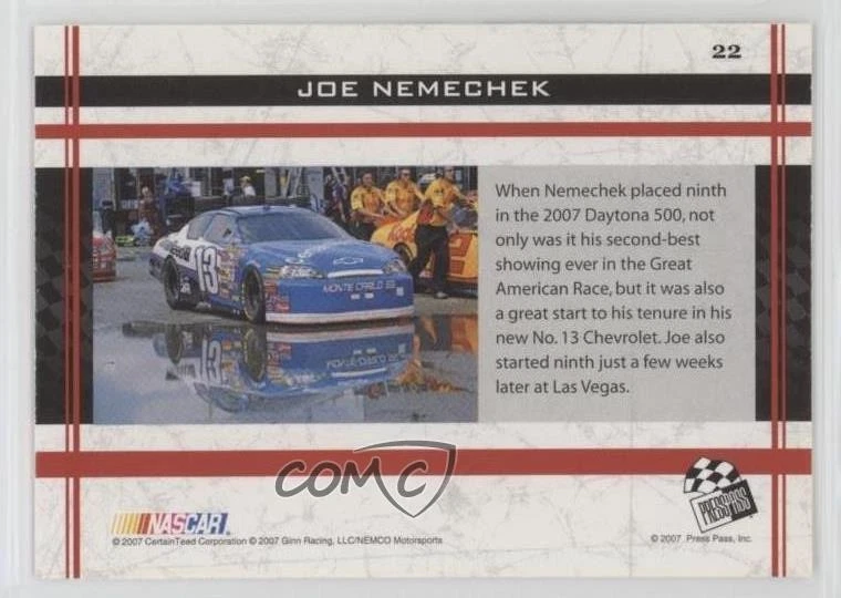 2007 Press Pass VIP Joe Nemechek #22 - Image 2 of 2