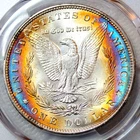 1888 Neon Rainbow Toned Morgan Dollar PCGS MS64 Hot Pink + Teal Green Colors