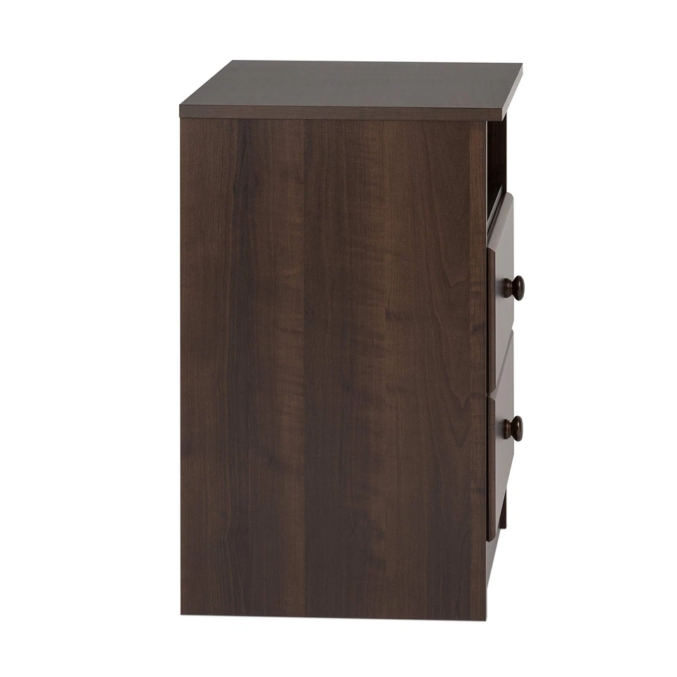 Astrid Simplistic Nightstand Side Table with 2 Drawers and Open Shelf, Functi... - Image 4 of 4