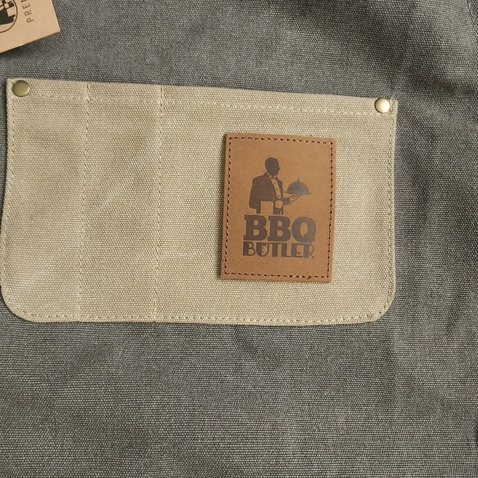 BBQ Butler Men's Canvas and Leather Apron Adj. Straps Grilling/Cookouts NWT - Image 4 of 4