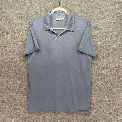 Outerknown Polo Shirt Mens Small Blue Garment Dye Jersey Knit Casual Faded Wash