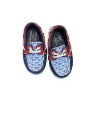 Sperry Vineyard Vines AO Slip On Shoes Boys Size 6M Whale Flag Print Boat