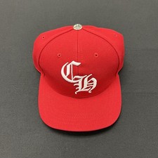 Chrome Hearts Leather Cross Patch Embroidered CH Logo Baseball Hat Red White