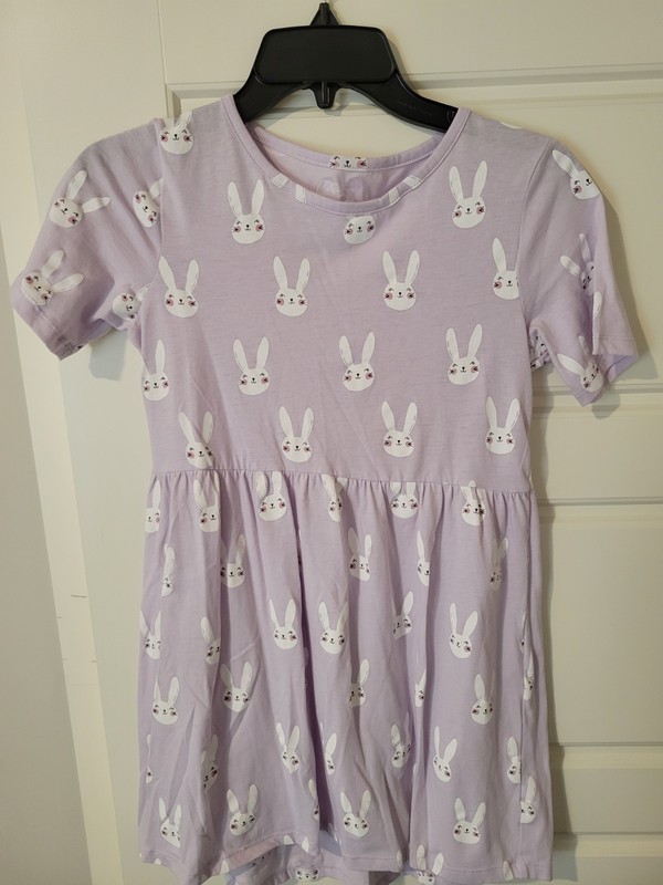 Girl's Purple And White Bunny Dress Size Medium 10/12