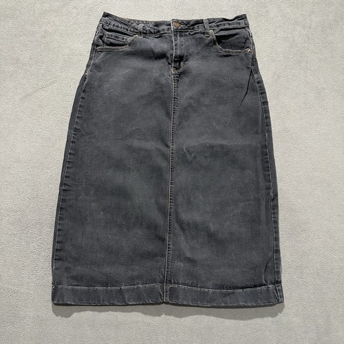 The Main Street Exchange Denim Skirt Womens Size 12 Gray Midi Length Stretch GUC