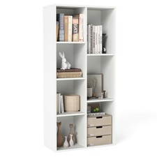 COSTWAY 7-Cube Bookcase Vertical or Horizontal Freestanding Bookshelf-White