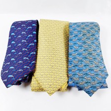 Hermes Tie Set Blue Silk 3 Pieces Set 464124