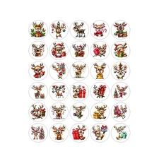 Christmas Silly Reindeer Handmade Stickers Scrapbook  Planner Envelope Labels