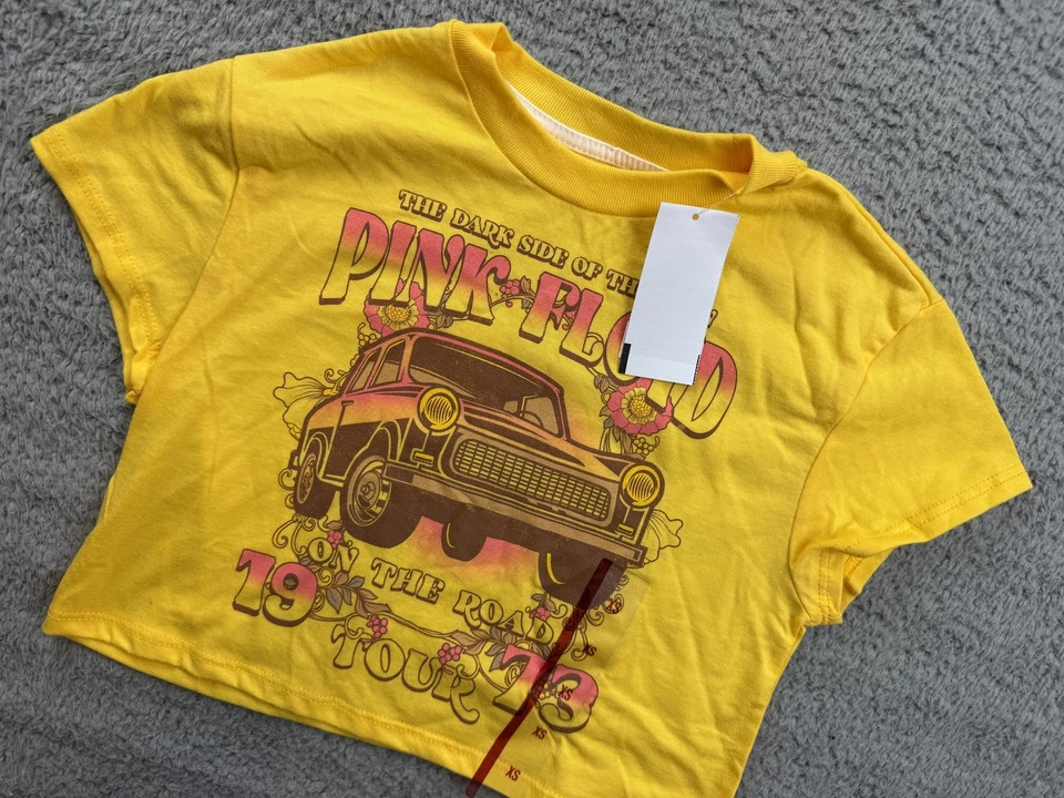 Camisa Pink Floyd Niñas Jóvenes XS Lado Oscuro de la Luna Banda Gira Años 70 Camiseta Gráfica Foto 2 de 4