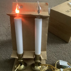 4 Solid Brass Colored Electric Christmas Vintage Candlestick Light Window  Lamp 