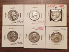 6 Silver Coins - Silver Washington Quarters– 90% Silver – FREE S/H 1935-1964 117