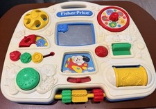 Vintage Fisher-Price Baby Activity Board Busy Toy Learning Play Carry Handle