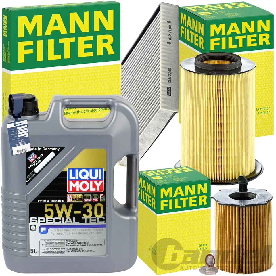 MANN INSPEKTIONSPAKET+LIQUI MOLY 5W-30 ÖL passend für FORD FOCUS 2 DA 1.6 TDCI