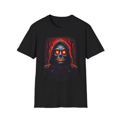 Blaze-Eyed Reaper: The Inferno Grin Skull Tee Halloween Tshirt