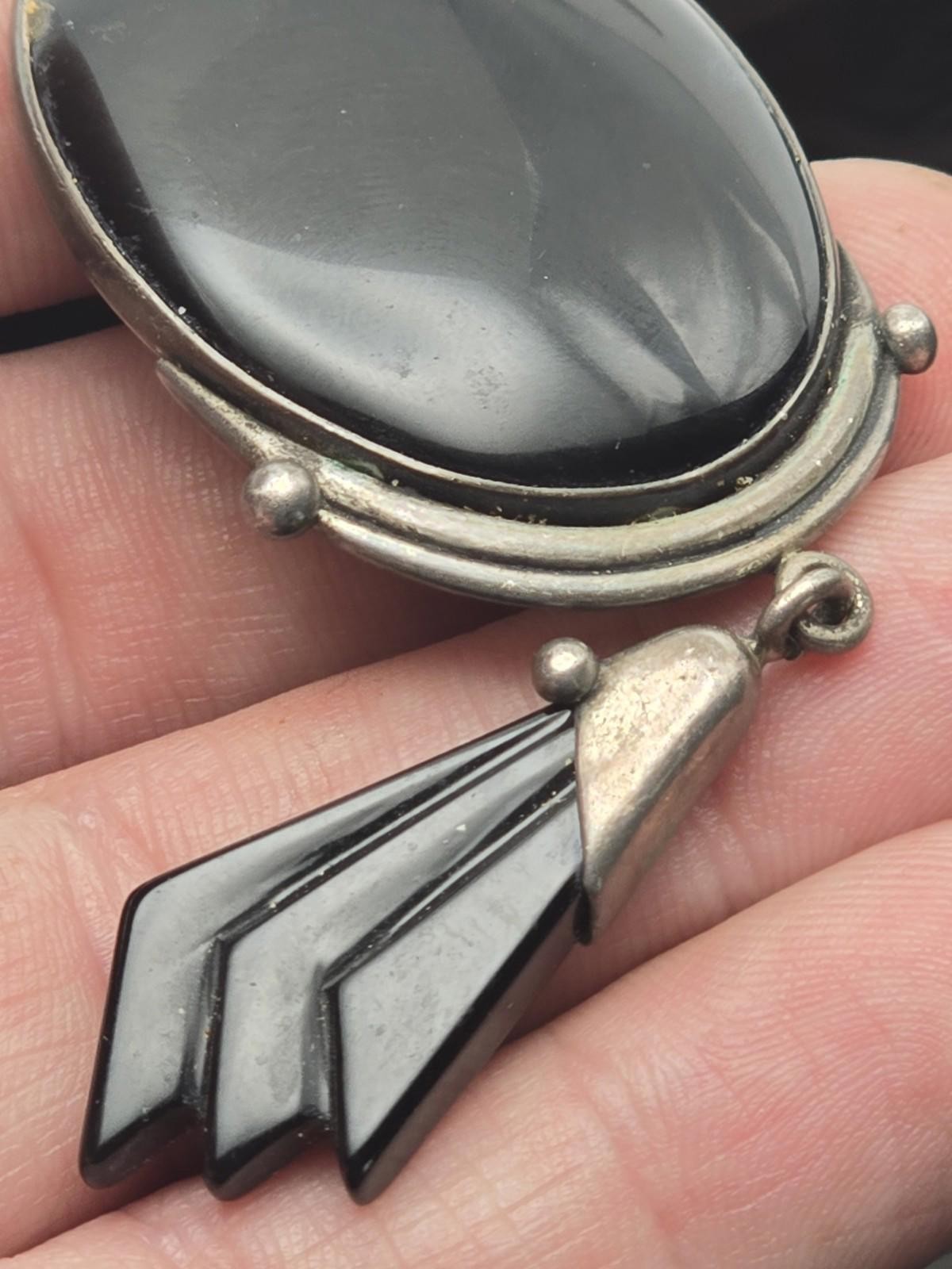 Bold Artisan Sterling Silver Earrings Dated Stone… - image 7