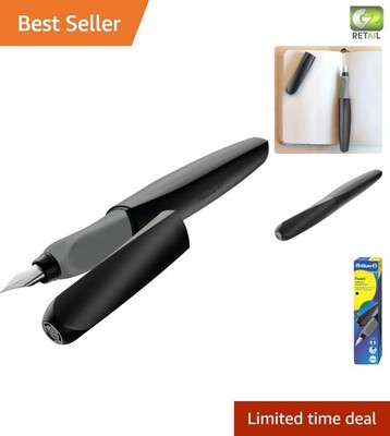 Trendy Black Twist Fountain Pen with Refillable Medium Nib - Perfect for Gifting