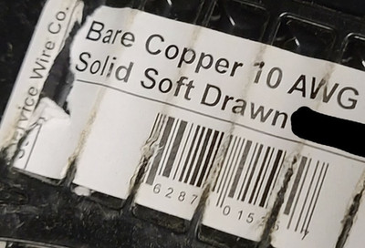Service Wire Co. #10awg Solid Bare Copper Un-insulated Ground/Bonding Wire /50ft