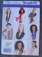 Simplicity 1790 Pattern, Uncut Andrea Schewe Scarf -UNCUT