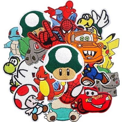 Aufnäher Patch Sticker Bügelbilder Set 18 Stück bestickte Denim Flicken