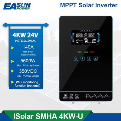 Easun 4000W 24V Hybrid Solar Inverter Off-Grid Pure Sine 140A MPPT Charge