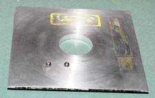 METAL LENS BOARD--4" X 4"-- HEAVY--WITH 27-28 MM OPENING.