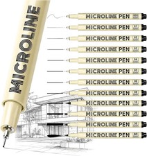 Fineliner Pens, Micro Pen Set 12 Sizes Black 0.2-3.0mm  Brush , Ultra Fine Dr