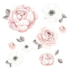 Lambs Ivy Floral Garden Large Pink/White Watercolor Flowers Wall Decals