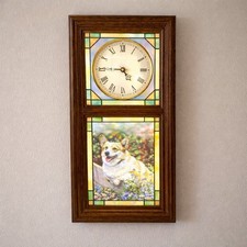 Danbury Mint Corgi Light Up Stained Glass Wall Clock Spring Season