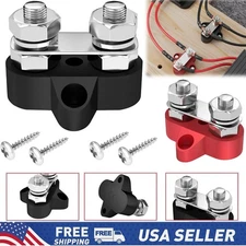 2PC 1/4" M8 12-48V Bus Bar Terminal Block Power Stud Battery Junction Post