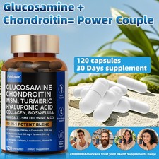 Glucosamine Chondroitin Turmeric MSM Triple Strength Joint Support 2800mg 120ct
