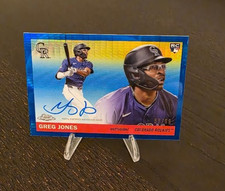 2025 Topps Chrom Platinum Greg Jones Autographed Rookie Card Blue 58/99. rookie card picture