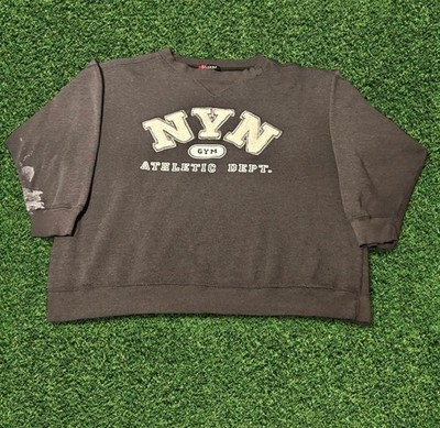 Y2K NYN Gym Athletic Crewneck Gray Sweatshirt Large