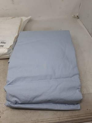 Tekla Percale Fitted Sheet Morning Blue 193X203X40 (Cal-King)