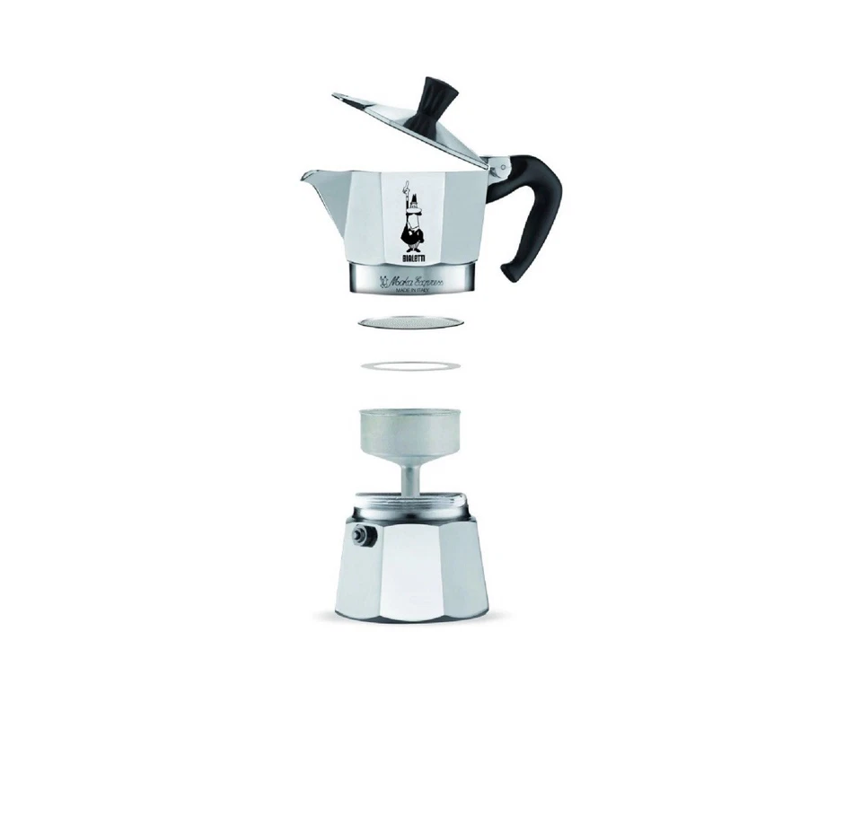 Bialetti Moka Express 3/4/6 Tazze Caffettiera Moka in Alluminio - Argento - Immagine 3 di 4