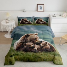 Erosebridal Bear Family Comforter Set Twin Rustic Wild Animals Bedding Set
