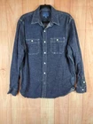 Lucky Brand Mens Work Shirt Sz Large Blue Denim Chest Flap Chambray Button-Up