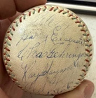 Vintage Team Signed Baseball Multi Autograph Faded Ink Rubber Center Ball