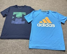 Under Armour Adidas Boys Youth Large Athletic Shirts HeatGear Climalite Lot 2