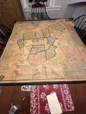 Original Large Colored Pre Civil War Wall Map of Northampton County Pennsylvania