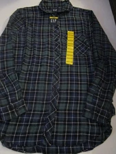 Gap Women's Relaxed Fit Flannel Shirt Nixie Plaid Blue Green Size Medium M